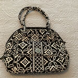 Vera Bradley Black and White Geometric Shoulder Bag 14 x 11 with a 9” strap